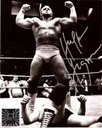 Hogan's Beach Shop Hulk Hogan Signed Nick Bockwinkel Defeat 8x10 Photo