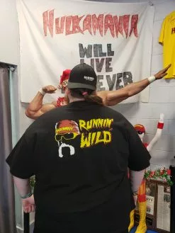 Hogan's Beach Shop Hulkamania Runnin' Wild T-Shirt -Hogan's Beach Shop Sales running wild back